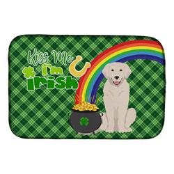21 x 14 in. Cream Golden Retriever Saint Patricks Day Dish Drying Mat