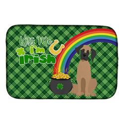 21 x 14 in. Fawn Great Dane Saint Patricks Day Dish Drying Mat