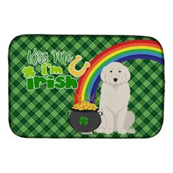 21 x 14 in. Great Pyrenees Saint Patricks Day Dish Drying Mat