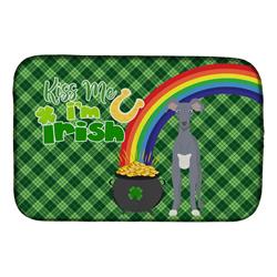 21 x 14 in. Gray Italian Greyhound Saint Patricks Day Dish Drying Mat