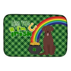 21 x 14 in. Chocolate Labrador Retriever Saint Patricks Day Dish Drying Mat