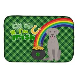 21 x 14 in. Gray Labrador Retriever Saint Patricks Day Dish Drying Mat
