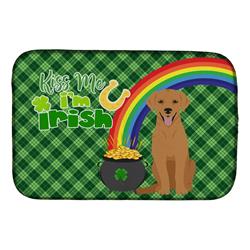 21 x 14 in. Red Fox Labrador Retriever Saint Patricks Day Dish Drying Mat