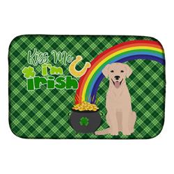 21 x 14 in. Yellow Labrador Retriever Saint Patricks Day Dish Drying Mat