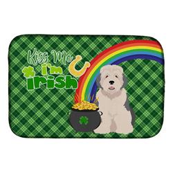 WDK4866DDM 21 x 14 in. Old English Sheepdog Saint Patricks Day Dish Drying Mat