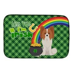 21 x 14 in. Red & White Papillon Saint Patricks Day Dish Drying Mat