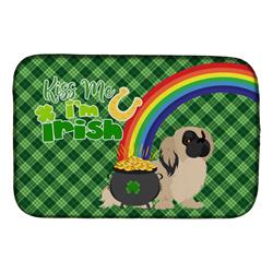 21 x 14 in. Cream Pekingese Saint Patricks Day Dish Drying Mat