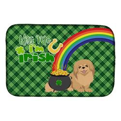 21 x 14 in. Gold Pekingese Saint Patricks Day Dish Drying Mat
