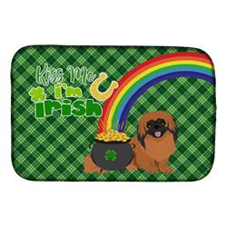 21 x 14 in. Red Pekingese Saint Patricks Day Dish Drying Mat