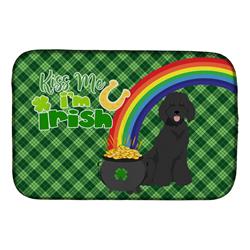 21 x 14 in. Standard Black Poodle Saint Patricks Day Dish Drying Mat
