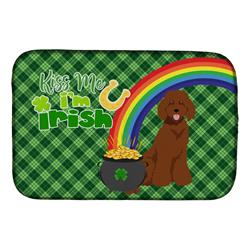 21 x 14 in. Standard Red Poodle Saint Patricks Day Dish Drying Mat