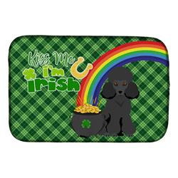 21 x 14 in. Toy Black Poodle Saint Patricks Day Dish Drying Mat