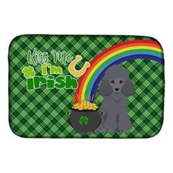 21 x 14 in. Toy Grey Poodle Saint Patricks Day Dish Drying Mat