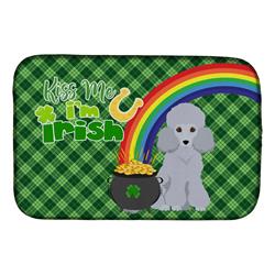 21 x 14 in. Toy Silver Poodle Saint Patricks Day Dish Drying Mat