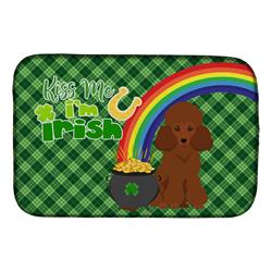 21 x 14 in. Toy Red Poodle Saint Patricks Day Dish Drying Mat