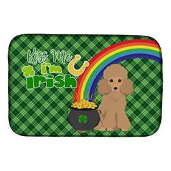 21 x 14 in. Toy Apricot Poodle Saint Patricks Day Dish Drying Mat