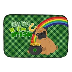 21 x 14 in. Apricot Pug Saint Patricks Day Dish Drying Mat