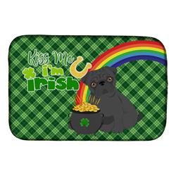 21 x 14 in. Black Pug Saint Patricks Day Dish Drying Mat