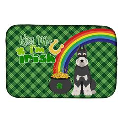 21 x 14 in. Black & Silver Schnauzer Saint Patricks Day Dish Drying Mat