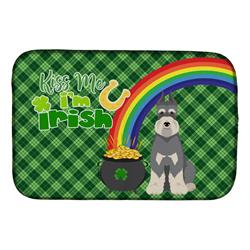21 x 14 in. Salt Pepper Schnauzer Saint Patricks Day Dish Drying Mat