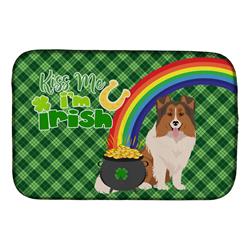 21 x 14 in. Sable Sheltie Saint Patricks Day Dish Drying Mat