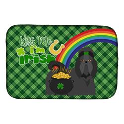 21 x 14 in. Black Shih Tzu Saint Patricks Day Dish Drying Mat