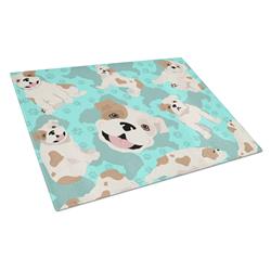 MLM1014LCB 15 x 12 in. Blue Piebald English Bulldog Glass Cutting Board - Large