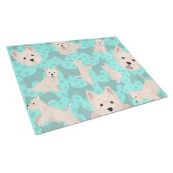 15 x 12 in. Blue Westie Glass Cutting Board - Large