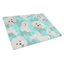 MLM1020LCB 15 x 12 in. Blue Bichon Frise Glass Cutting Board - Large