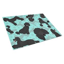 15 x 12 in. Blue, Black Standard Poodle Glass Cutting Board - Large