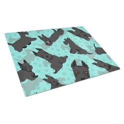 15 x 12 in. Blue Scottish Terrier Glass Cutting Board - Large