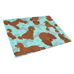 15 x 12 in. Blue Chocolate Standard Poodle Glass Cutting Board - Large