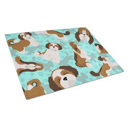 15 x 12 in. Blue Shih Tzu Glass Cutting Board - Large