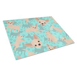 MLM1032LCB 15 x 12 in. Blue Chihuahua Glass Cutting Board - Large