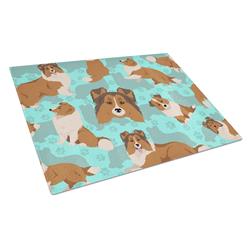 15 x 12 in. Blue Sheltie Glass Cutting Board - Large