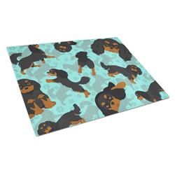 MLM1038LCB 15 x 12 in. Blue, Black & Tan Cavalier King Charles Spaniel Glass Cutting Board - Large