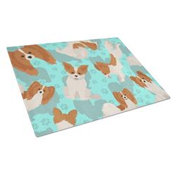 15 x 12 in. Blue, Red & White Papillon Glass Cutting Board - Large
