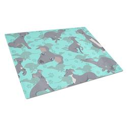MLM1044LCB 15 x 12 in. Blue Italian Greyhound Glass Cutting Board - Large