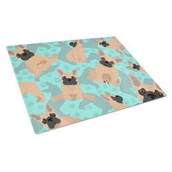 MLM1050LCB 15 x 12 in. Blue, Fawn French Bulldog Glass Cutting Board - Large