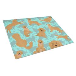 MLM1052LCB 15 x 12 in. Blue Golden Retriever Glass Cutting Board - Large