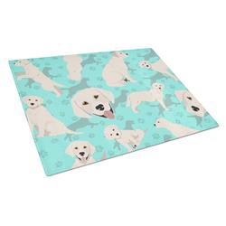 MLM1055LCB 15 x 12 in. Blue, White & Cream Labrador Retriever Glass Cutting Board - Large