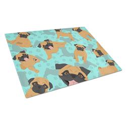 MLM1057LCB 15 x 12 in. Blue, Apricot Pug Glass Cutting Board - Large