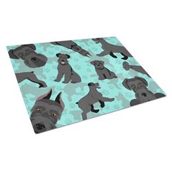 15 x 12 in. Blue, Black Schnauzer Glass Cutting Board - Large