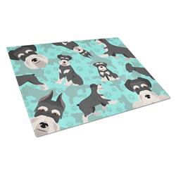15 x 12 in. Blue, Black & Silver Schnauzer Glass Cutting Board - Large