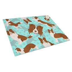 MLM1063LCB 15 x 12 in. Blue, Red Border Collie Glass Cutting Board - Large