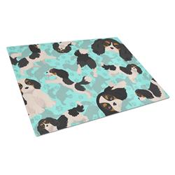 MLM1066LCB 15 x 12 in. Blue, Tricolor Cavalier Spaniel Glass Cutting Board - Large