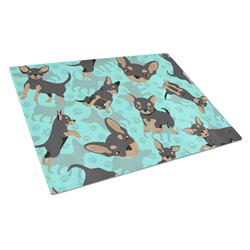 MLM1067LCB 15 x 12 in. Blue, Black & Tan Chihuahua Glass Cutting Board - Large