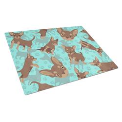 MLM1068LCB 15 x 12 in. Blue, Chocolate Chihuahua Glass Cutting Board - Large
