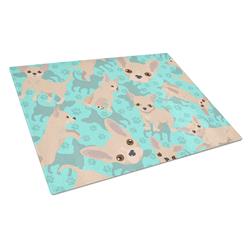 MLM1069LCB 15 x 12 in. Blue, Cream Chihuahua Glass Cutting Board - Large