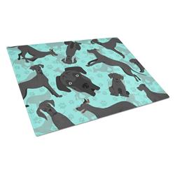 15 x 12 in. Blue, Black Great Dane Glass Cutting Board - Large